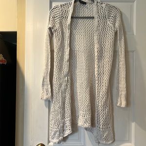 White hole long cardigan